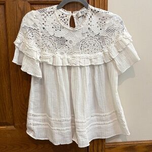 Sea NY Figgy Embroidered Eyelet White Blouse Size 4, EUC